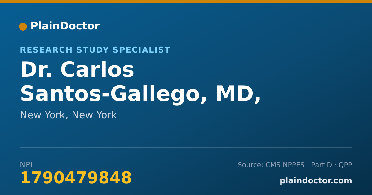 Shareable card for Carlos Santos-Gallego, MD, PHD - Research Study Specialist, New York, NY