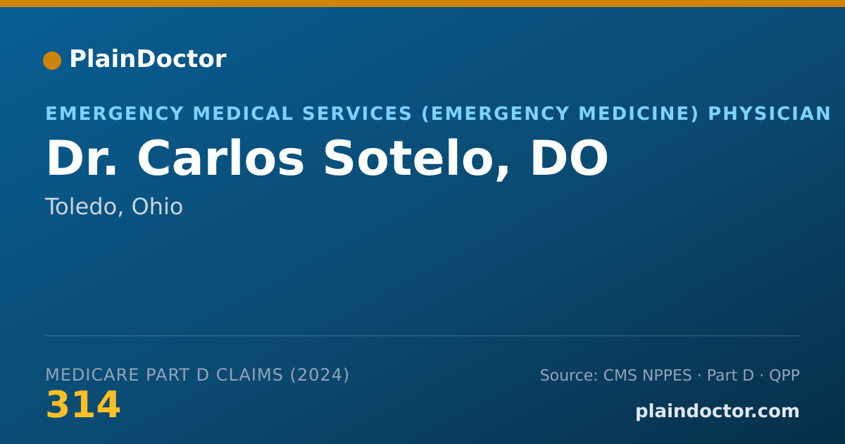 Shareable card for Carlos Sotelo, DO - Emergency Medical Services (Emergency Medicine) Physician, Toledo, OH