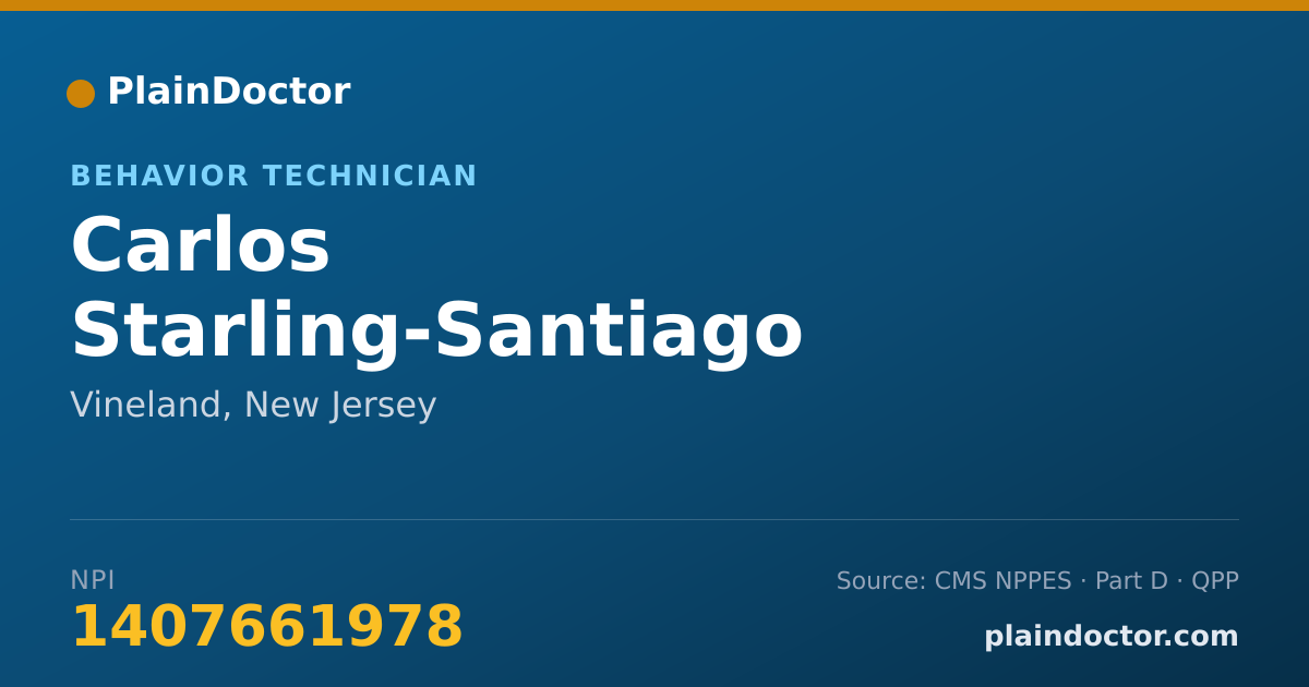 Shareable card for Carlos Starling-Santiago - Behavior Technician, Vineland, NJ