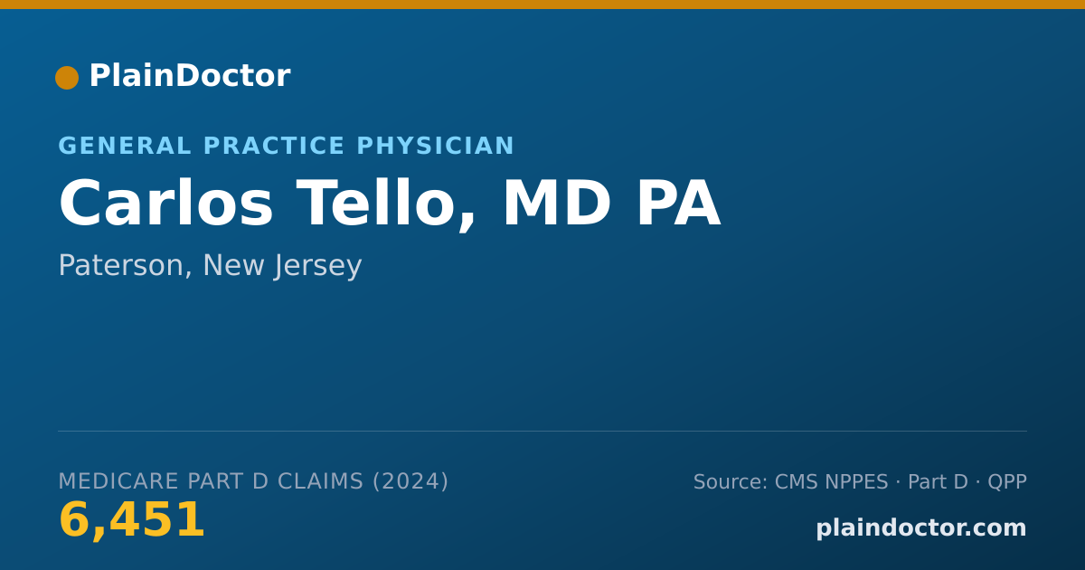Shareable card for Carlos Tello, MD PA - Vascular Surgery Physician, Paterson, NJ