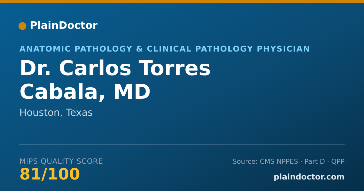 Shareable card for Carlos Torres Cabala, MD - Anatomic Pathology & Clinical Pathology Physician, Houston, TX