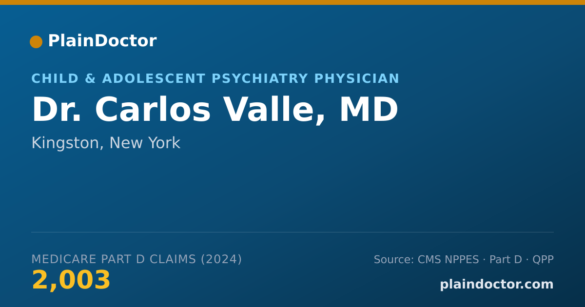 Shareable card for Carlos Valle, MD - Child & Adolescent Psychiatry Physician, Kingston, NY