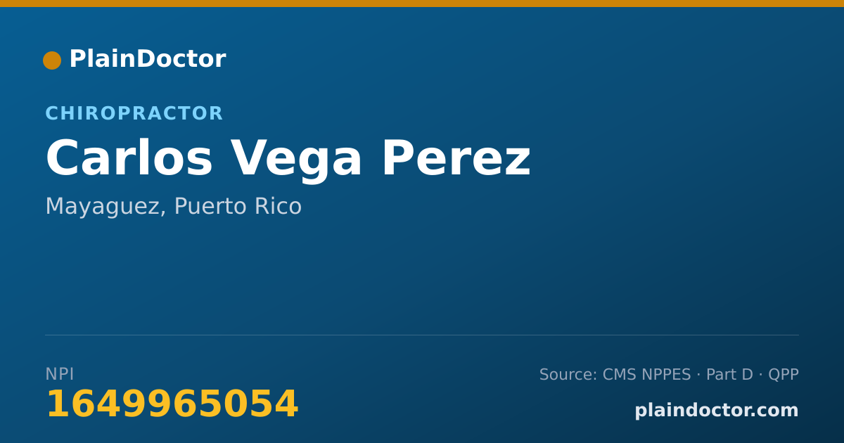 Shareable card for Carlos Vega Perez - Chiropractor, Mayaguez, PR
