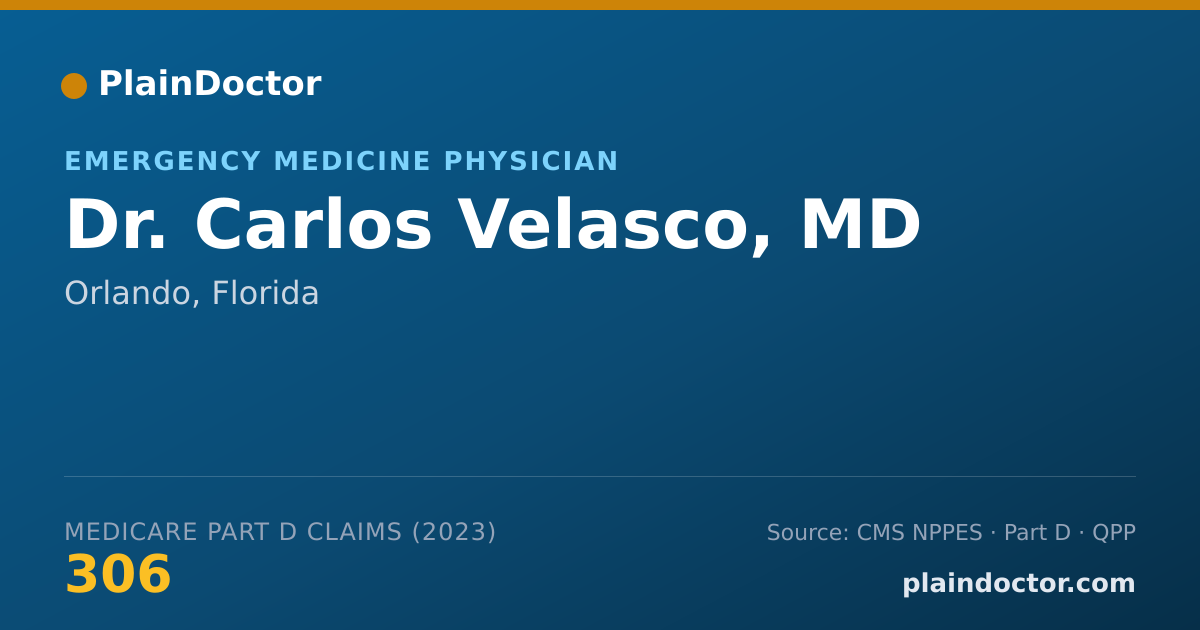 Shareable card for Carlos Velasco, MD - Emergency Medicine Physician, Orlando, FL