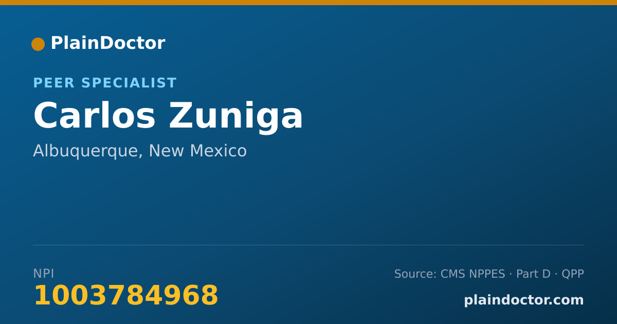Shareable card for Carlos Zuniga - Peer Specialist, Albuquerque, NM
