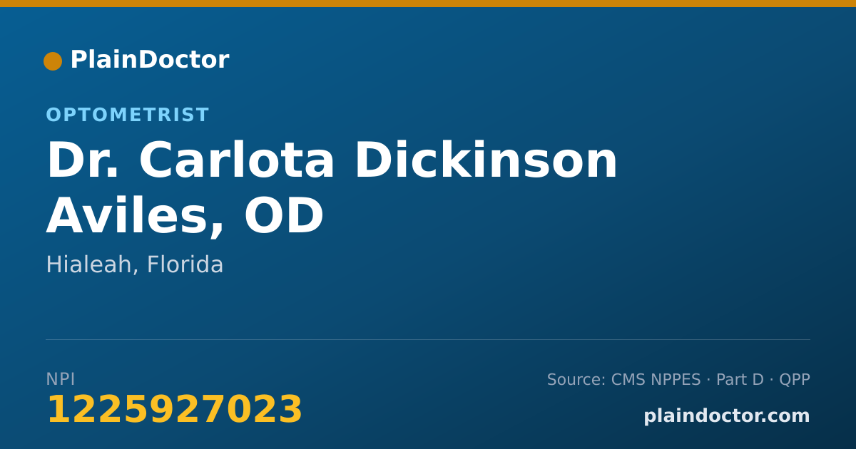 Shareable card for Carlota Dickinson Aviles, OD - Optometrist, Hialeah, FL