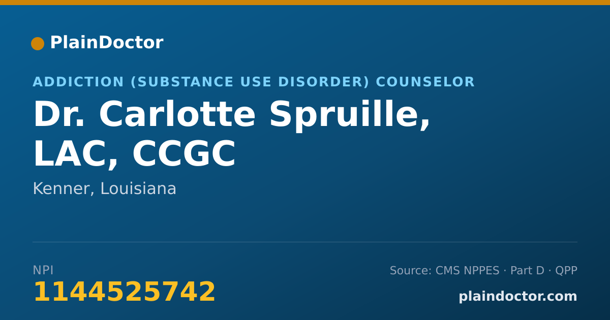 Shareable card for Carlotte Spruille, LAC, CCGC - Addiction (Substance Use Disorder) Counselor, Kenner, LA