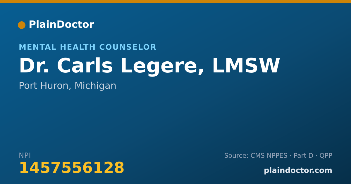 Shareable card for Carls Legere, LMSW - Mental Health Counselor, Port Huron, MI