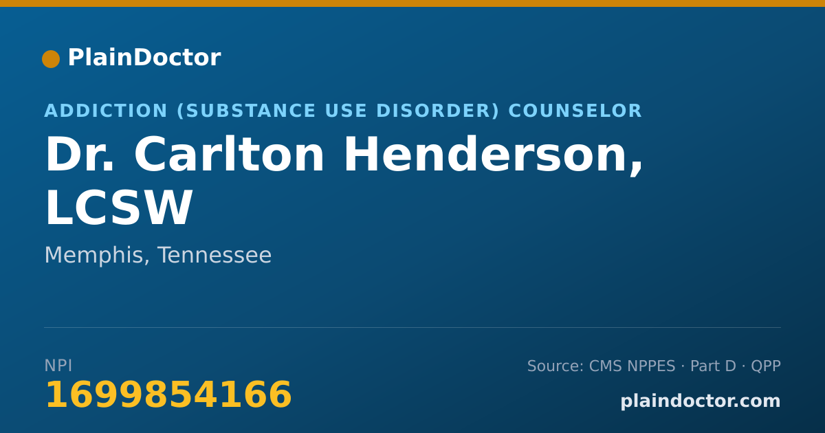 Shareable card for Carlton Henderson, LCSW - Addiction (Substance Use Disorder) Counselor, Memphis, TN