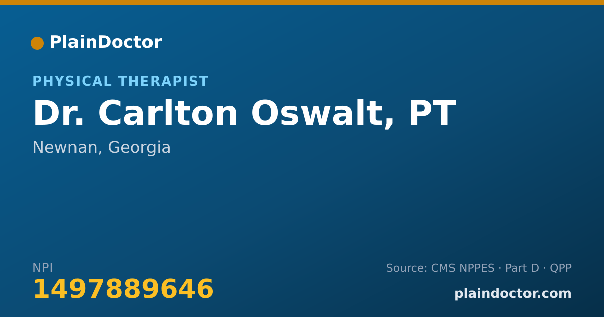 Shareable card for Carlton Oswalt, PT - Physical Therapist, Newnan, GA