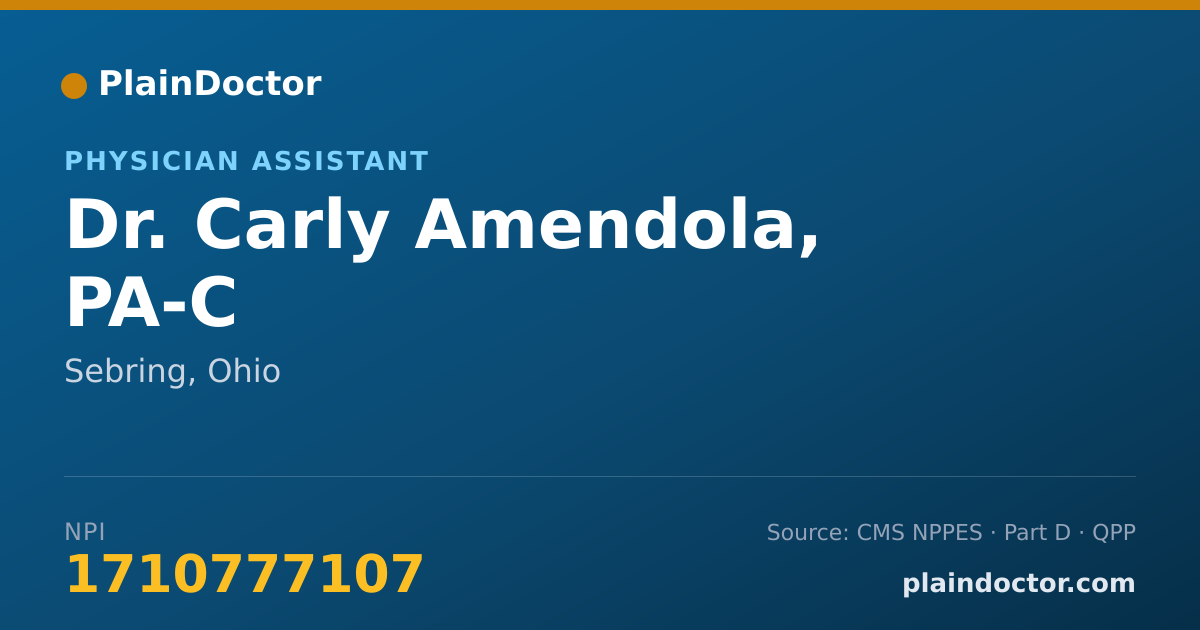 Shareable card for Carly Amendola, PA-C - Physician Assistant, Sebring, OH
