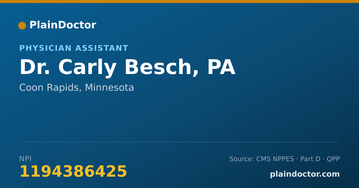Shareable card for Carly Besch, PA - Physician Assistant, Coon Rapids, MN