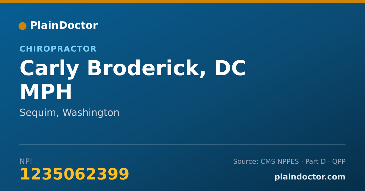 Shareable card for Carly Broderick, DC MPH - Chiropractor, Sequim, WA