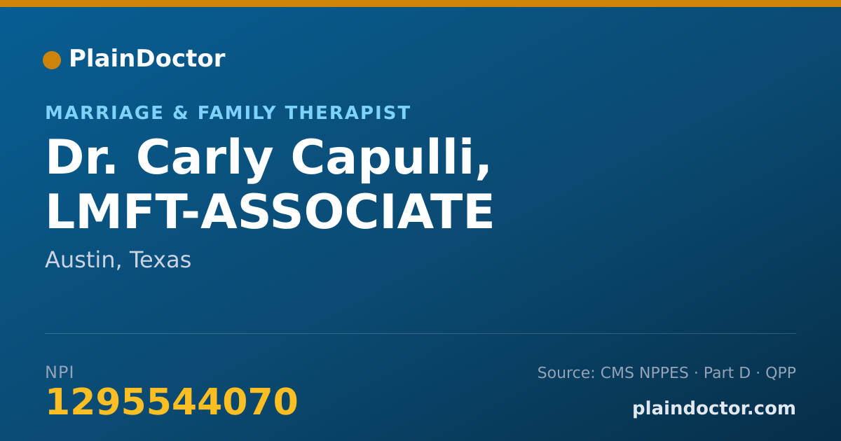 Shareable card for Carly Capulli, LMFT-ASSOCIATE - Marriage & Family Therapist, Austin, TX
