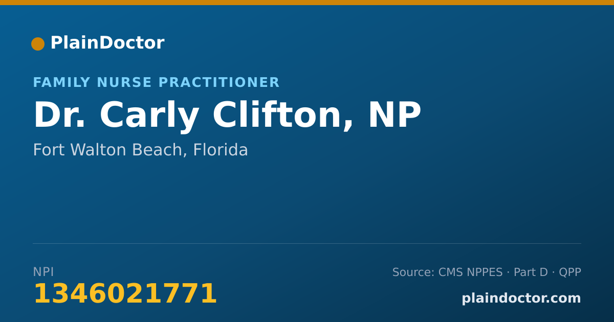 Shareable card for Carly Clifton, NP - Family Nurse Practitioner, Fort Walton Beach, FL
