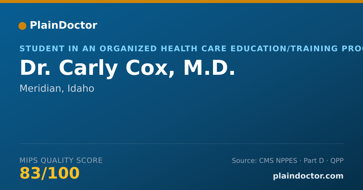 Shareable card for Carly Cox, M.D. - Student in an Organized Health Care Education/Training Program, Meridian, ID