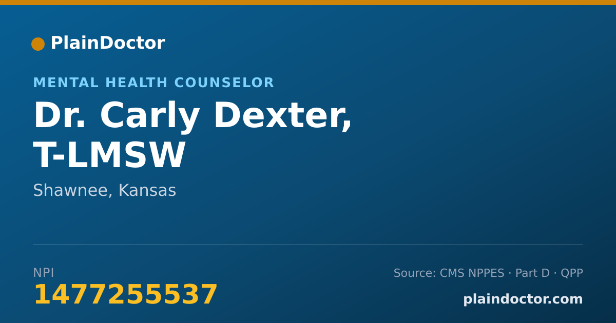 Shareable card for Carly Dexter, T-LMSW - Mental Health Counselor, Shawnee, KS