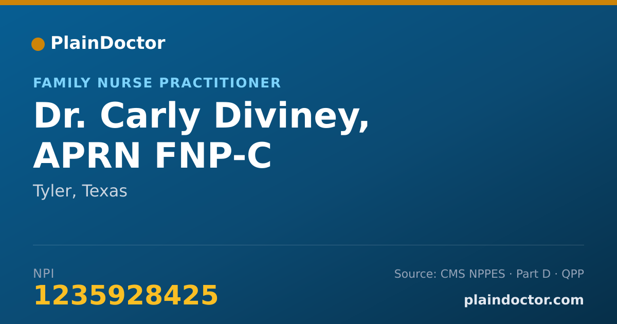 Shareable card for Carly Diviney, APRN FNP-C - Family Nurse Practitioner, Tyler, TX