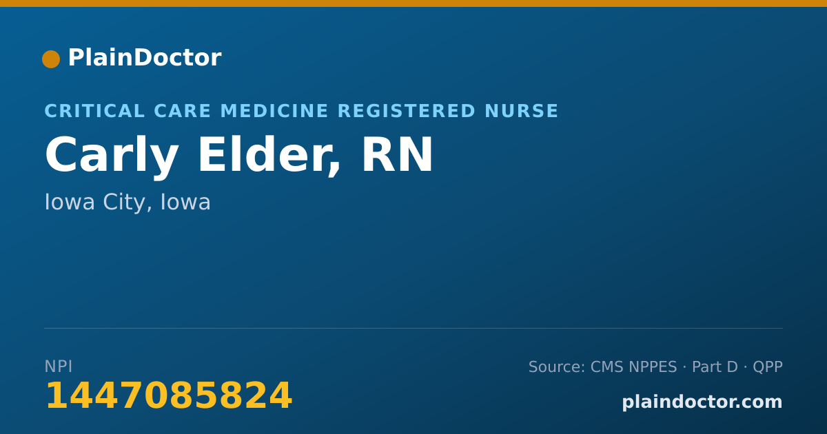 Shareable card for Carly Elder, RN - Critical Care Medicine Registered Nurse, Iowa City, IA