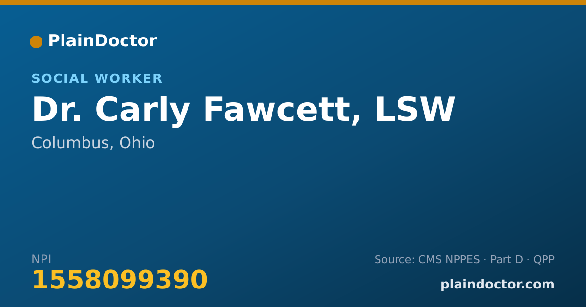 Shareable card for Carly Fawcett, LSW - Social Worker, Columbus, OH