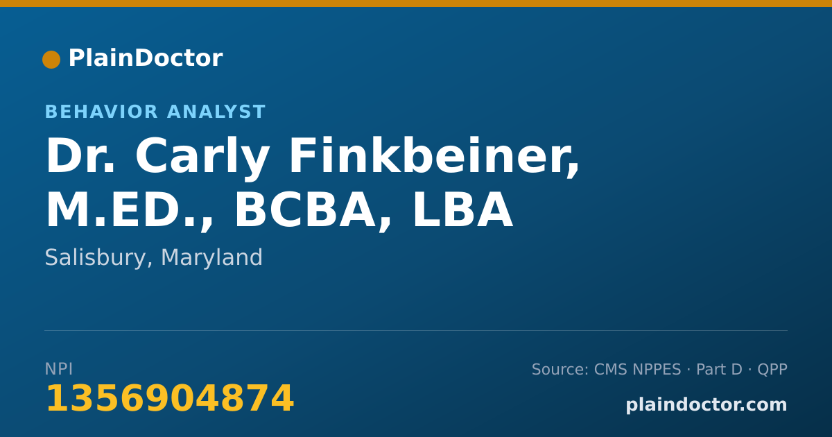 Shareable card for Carly Finkbeiner, M.ED., BCBA, LBA - Behavior Analyst, Salisbury, MD