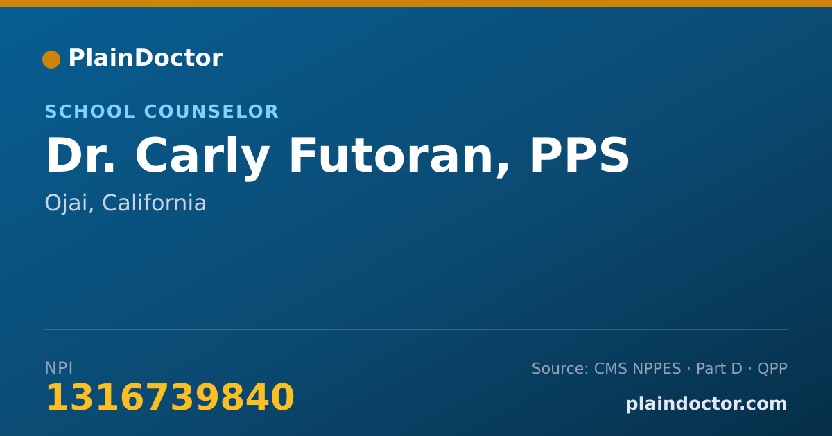 Shareable card for Carly Futoran, PPS - School Counselor, Ojai, CA