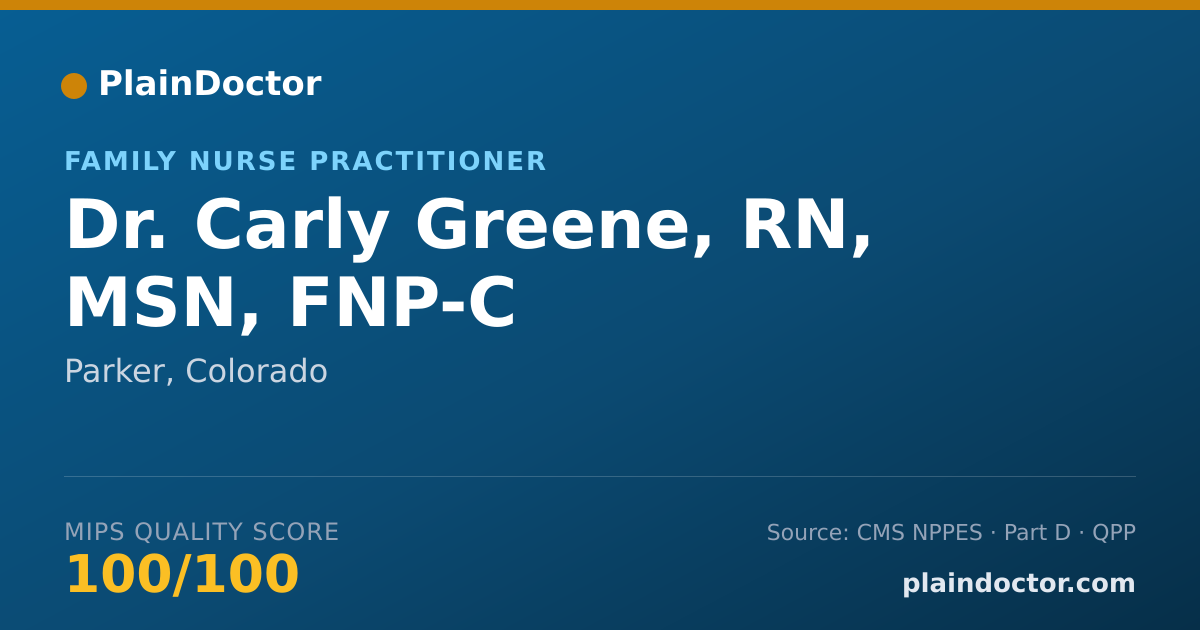 Shareable card for Carly Greene, RN, MSN, FNP-C - Family Nurse Practitioner, Parker, CO