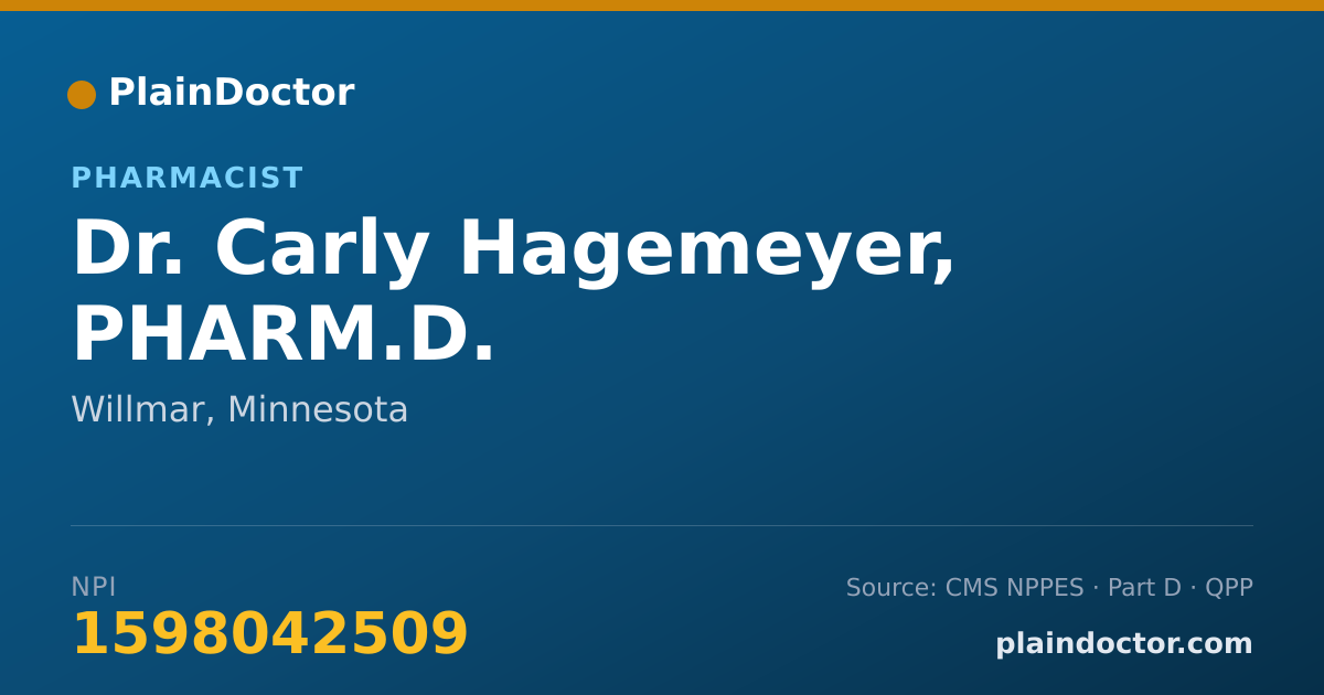 Shareable card for Carly Hagemeyer, PHARM.D. - Pharmacist, Willmar, MN