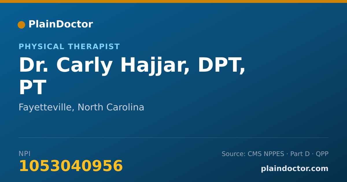 Shareable card for Carly Hajjar, DPT, PT - Physical Therapist, Fayetteville, NC