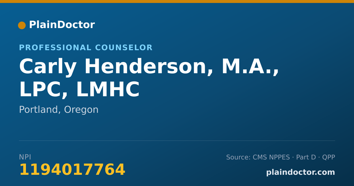 Shareable card for Carly Henderson, M.A., LPC, LMHC - Professional Counselor, Portland, OR