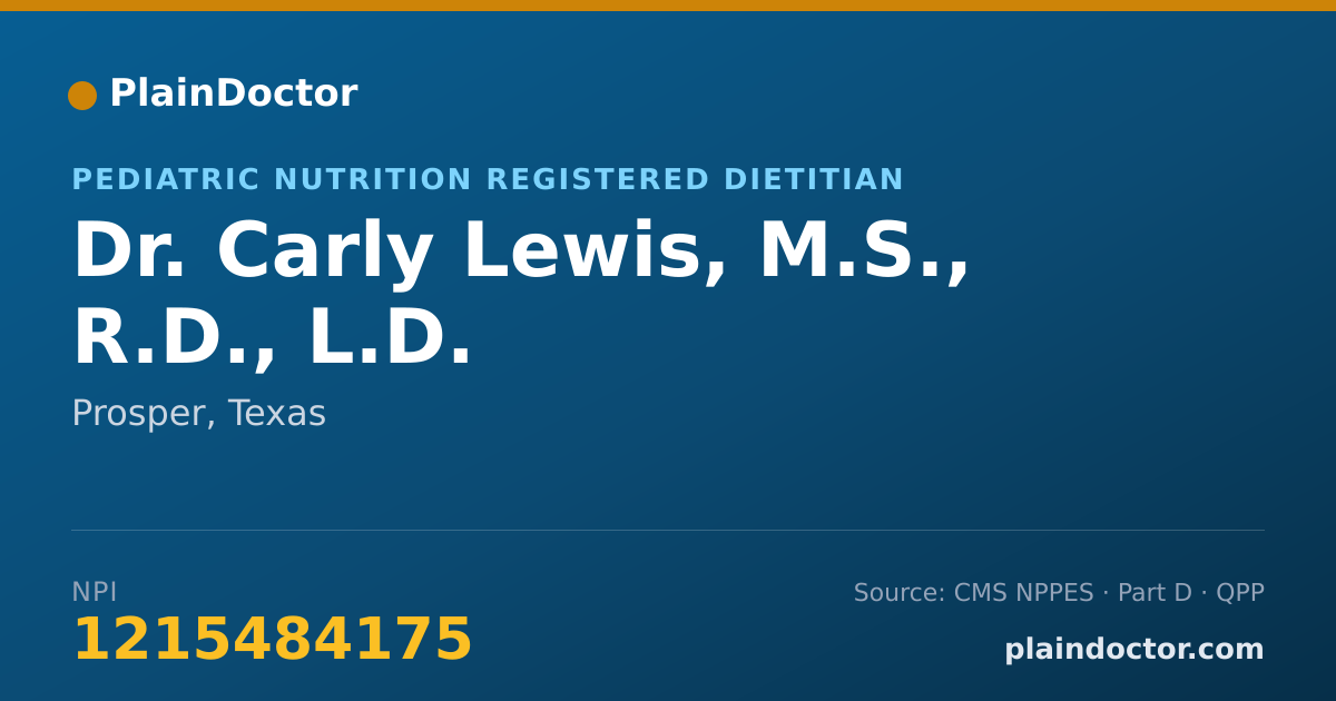 Shareable card for Carly Lewis, M.S., R.D., L.D. - Pediatric Nutrition Registered Dietitian, Prosper, TX