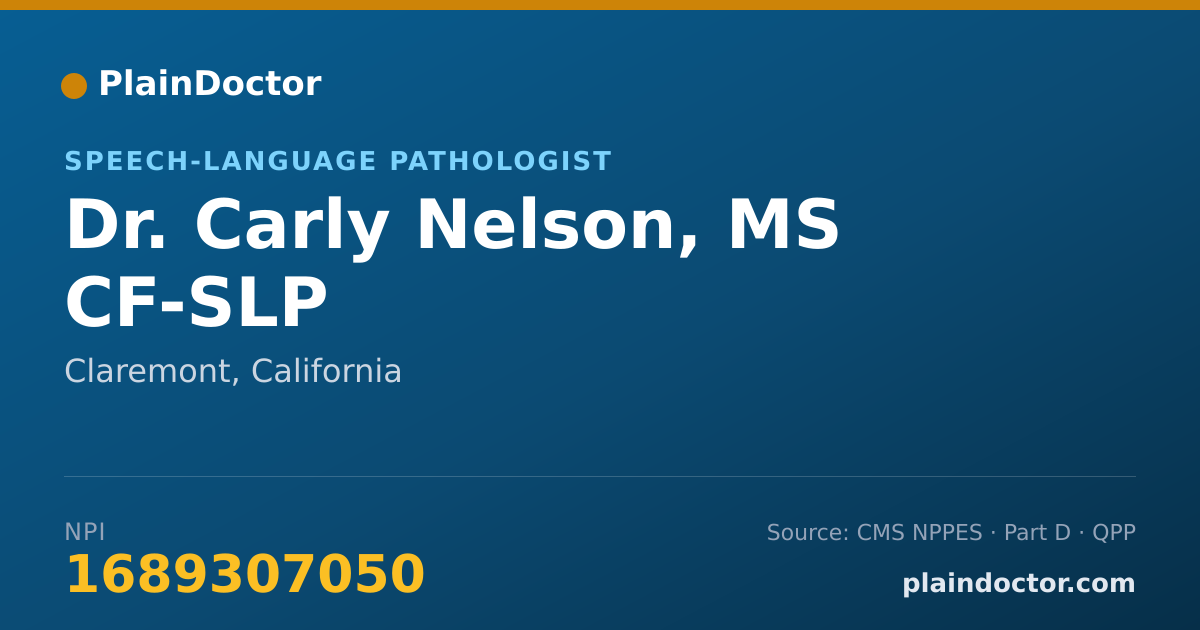Shareable card for Carly Nelson, MS CF-SLP - Speech-Language Pathologist, Claremont, CA