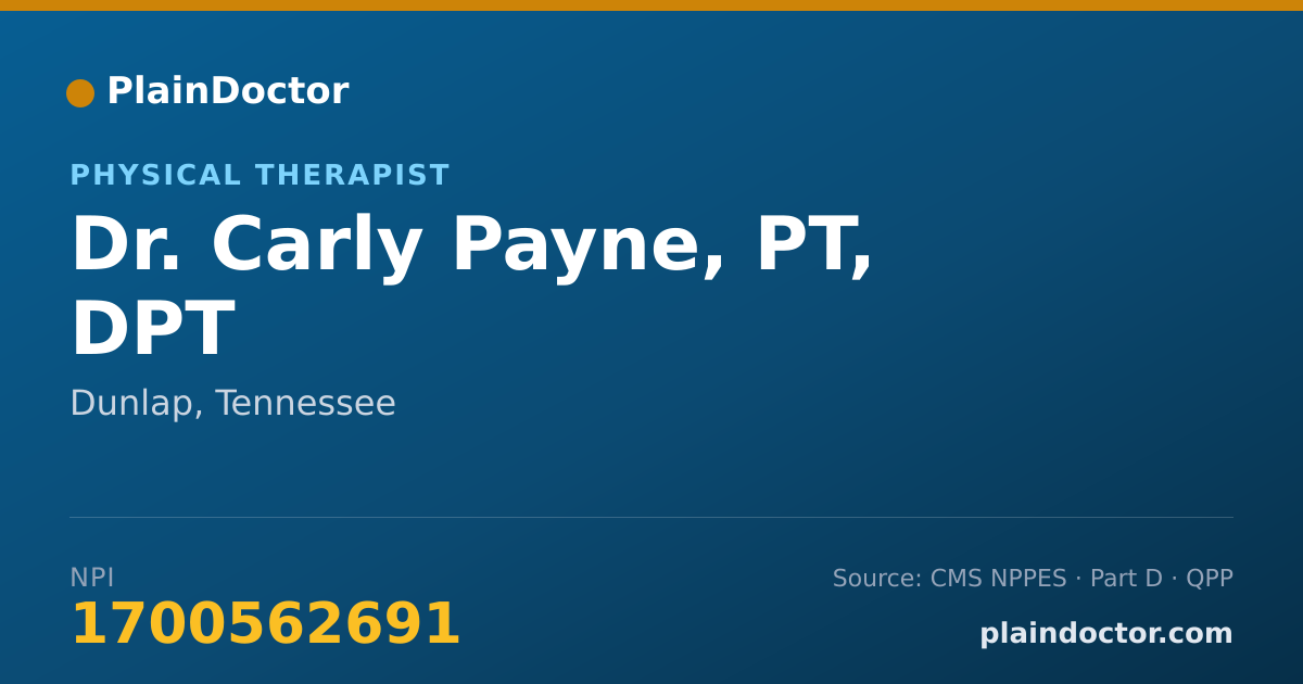 Shareable card for Carly Payne, PT, DPT - Physical Therapist, Dunlap, TN