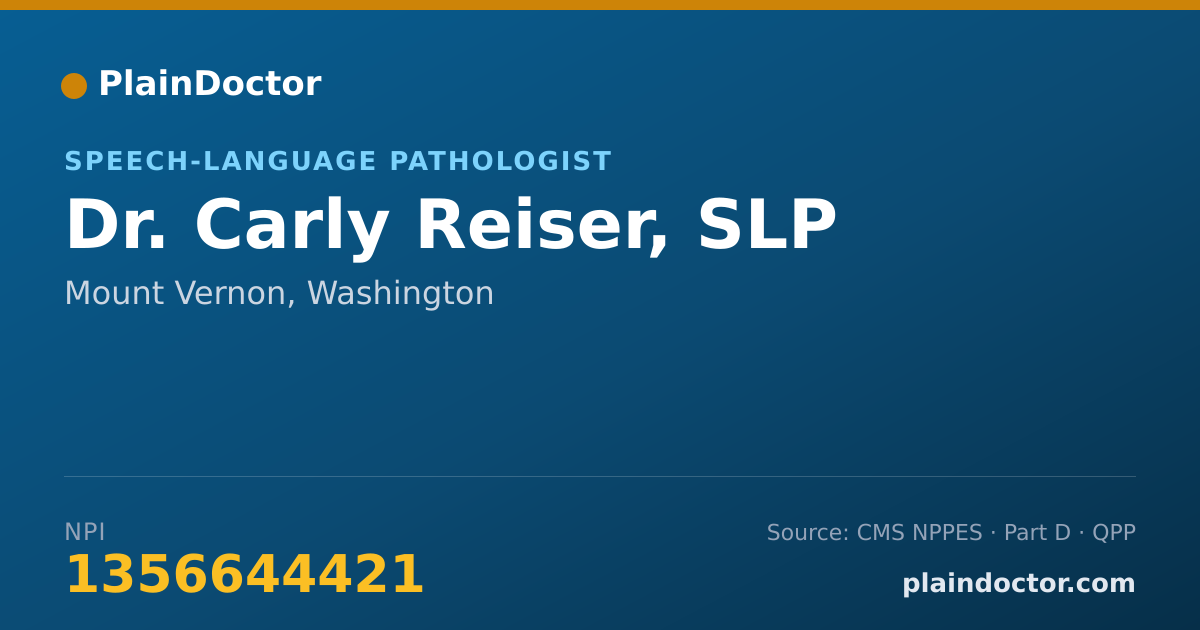 Shareable card for Carly Reiser, SLP - Speech-Language Pathologist, Mount Vernon, WA