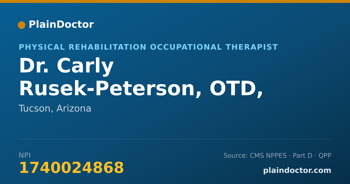 Shareable card for Carly Rusek-Peterson, OTD, OTR/L, ATP - Physical Rehabilitation Occupational Therapist, Tucson, AZ