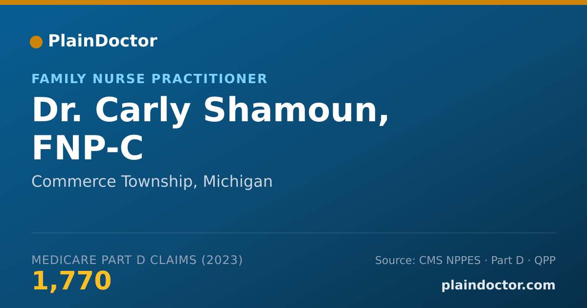 Shareable card for Carly Shamoun, FNP-C - Family Nurse Practitioner, Commerce Township, MI