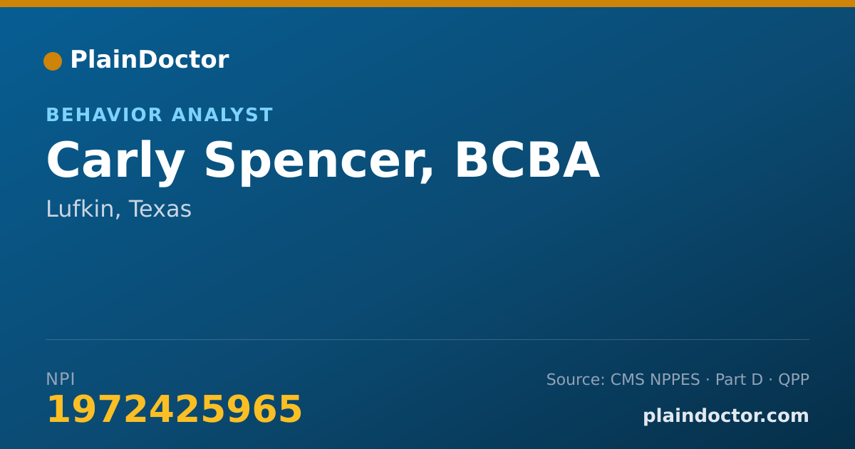 Shareable card for Carly Spencer, BCBA - Behavior Analyst, Lufkin, TX