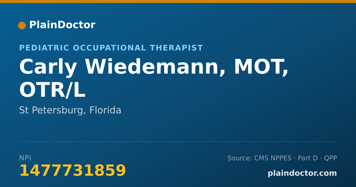 Shareable card for Carly Wiedemann, MOT, OTR/L - Pediatric Occupational Therapist, St Petersburg, FL