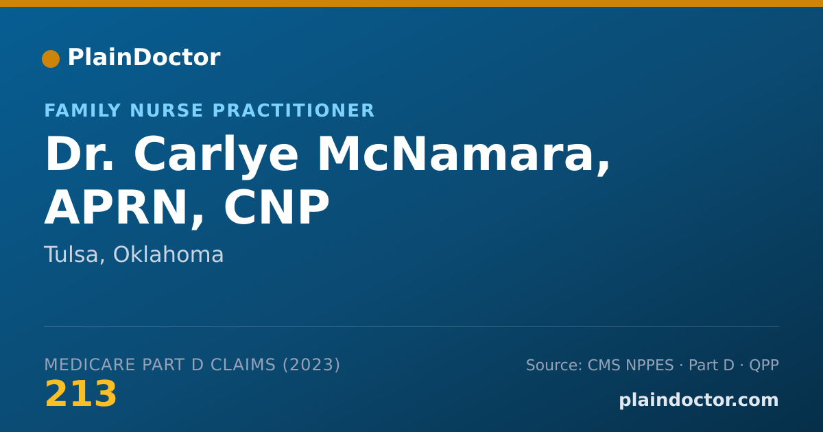 Shareable card for Carlye McNamara, APRN, CNP - Family Nurse Practitioner, Tulsa, OK