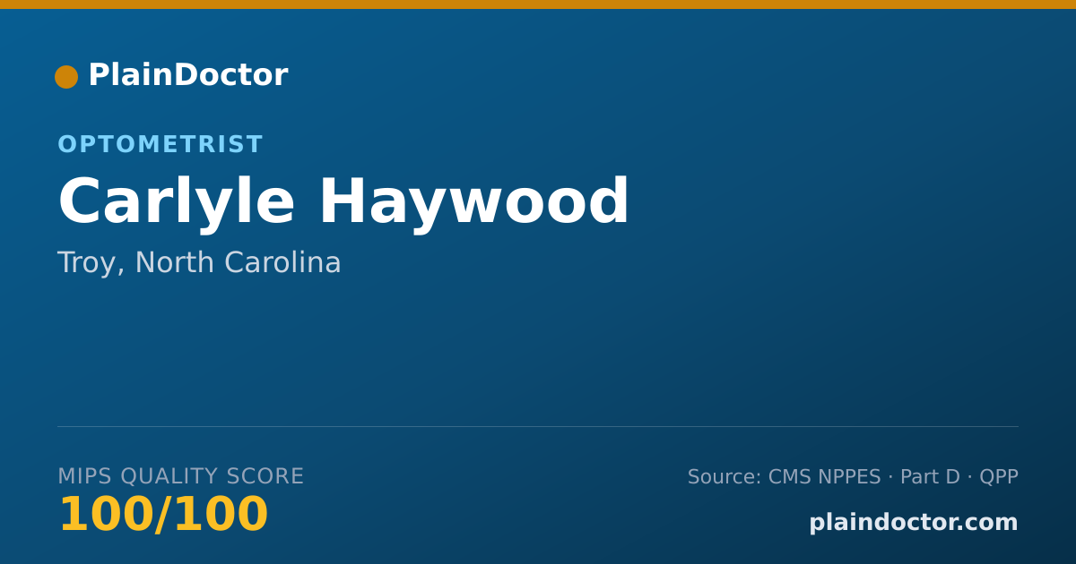 Shareable card for Carlyle Haywood - Optometrist, Troy, NC
