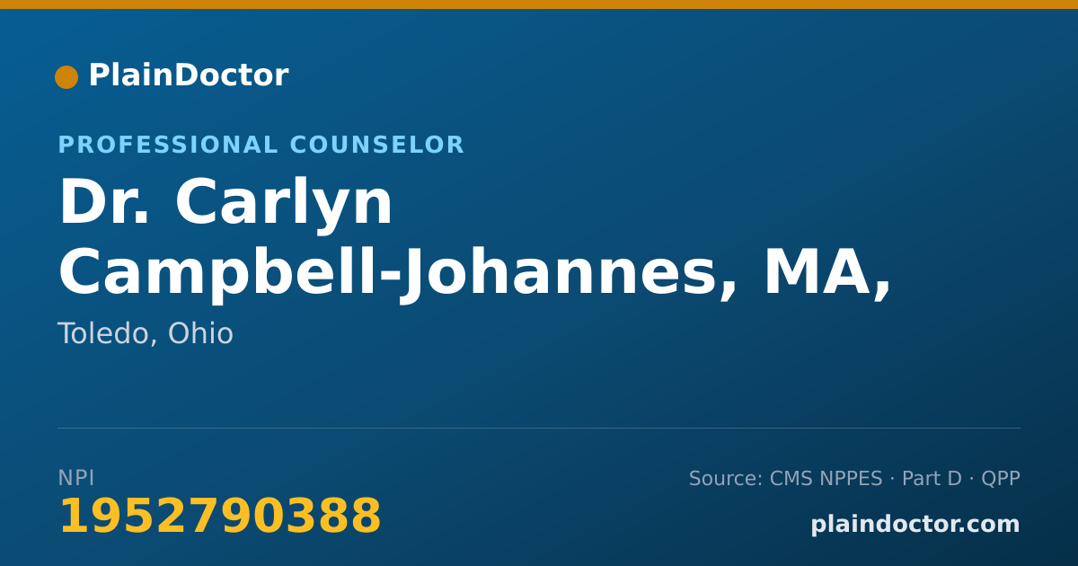 Shareable card for Carlyn Campbell-Johannes, MA, LPC - Professional Counselor, Toledo, OH