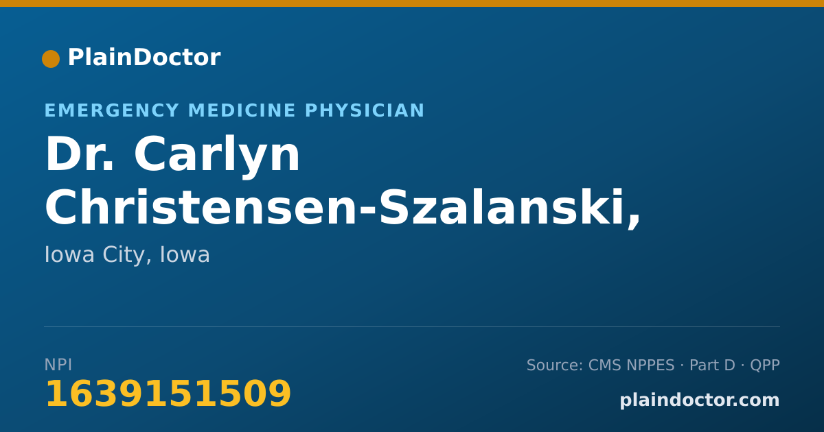 Shareable card for Carlyn Christensen-Szalanski, MD - Emergency Medicine Physician, Iowa City, IA