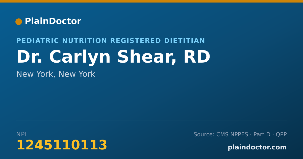 Shareable card for Carlyn Shear, RD - Pediatric Nutrition Registered Dietitian, New York, NY