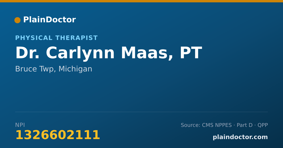 Shareable card for Carlynn Maas, PT - Physical Therapist, Bruce Twp, MI