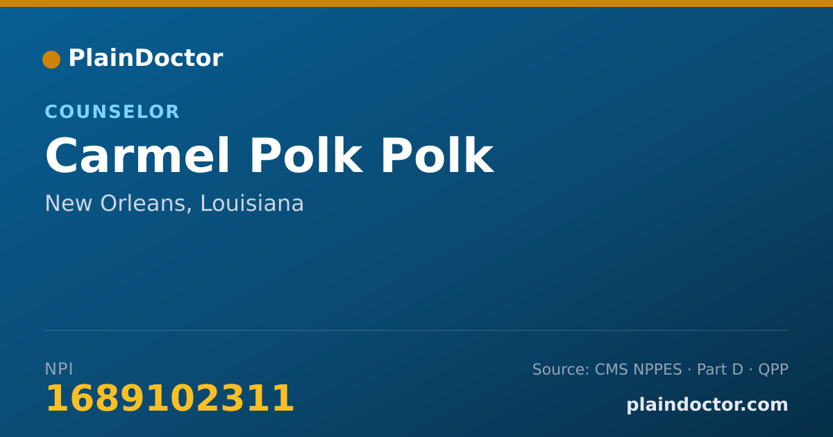 Shareable card for Carmel Polk Polk - Counselor, New Orleans, LA