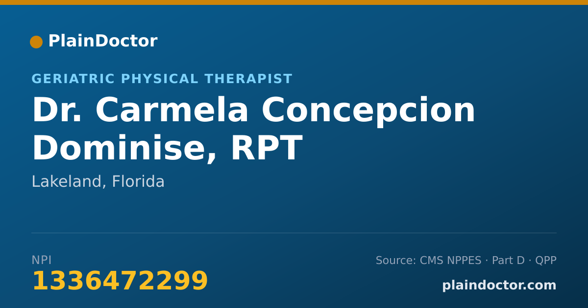 Shareable card for Carmela Concepcion Dominise, RPT - Geriatric Physical Therapist, Lakeland, FL
