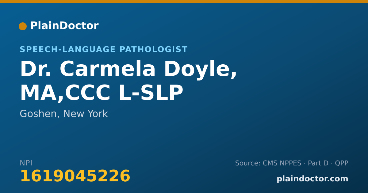 Shareable card for Carmela Doyle, MA,CCC  L-SLP - Speech-Language Pathologist, Goshen, NY