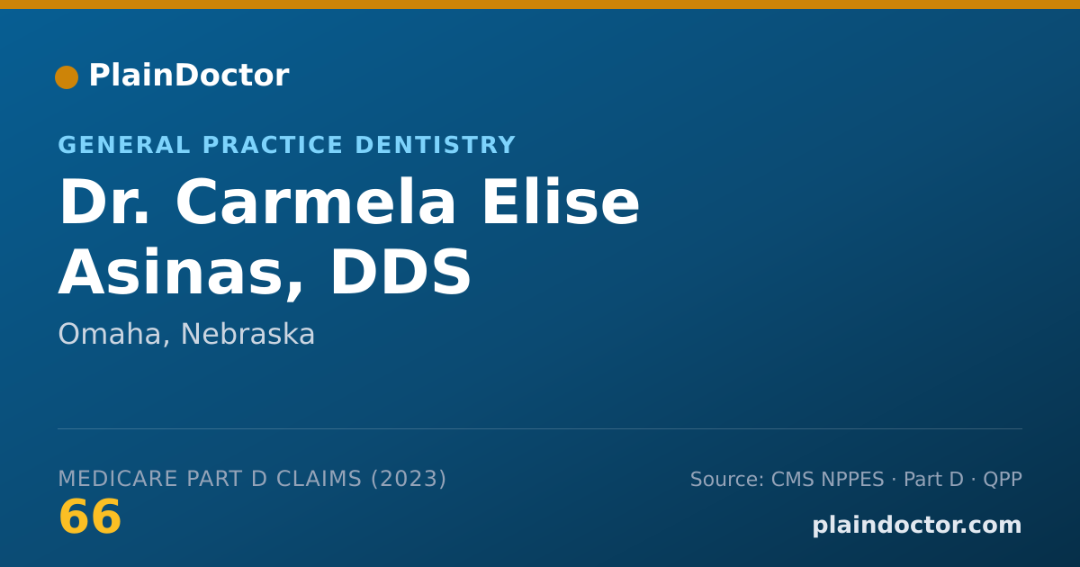 Shareable card for Carmela Elise Asinas, DDS - General Practice Dentistry, Omaha, NE