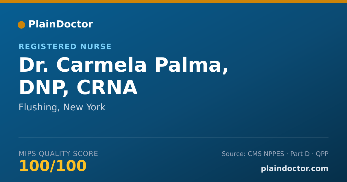 Shareable card for Carmela Palma, DNP, CRNA - Registered Nurse, Flushing, NY