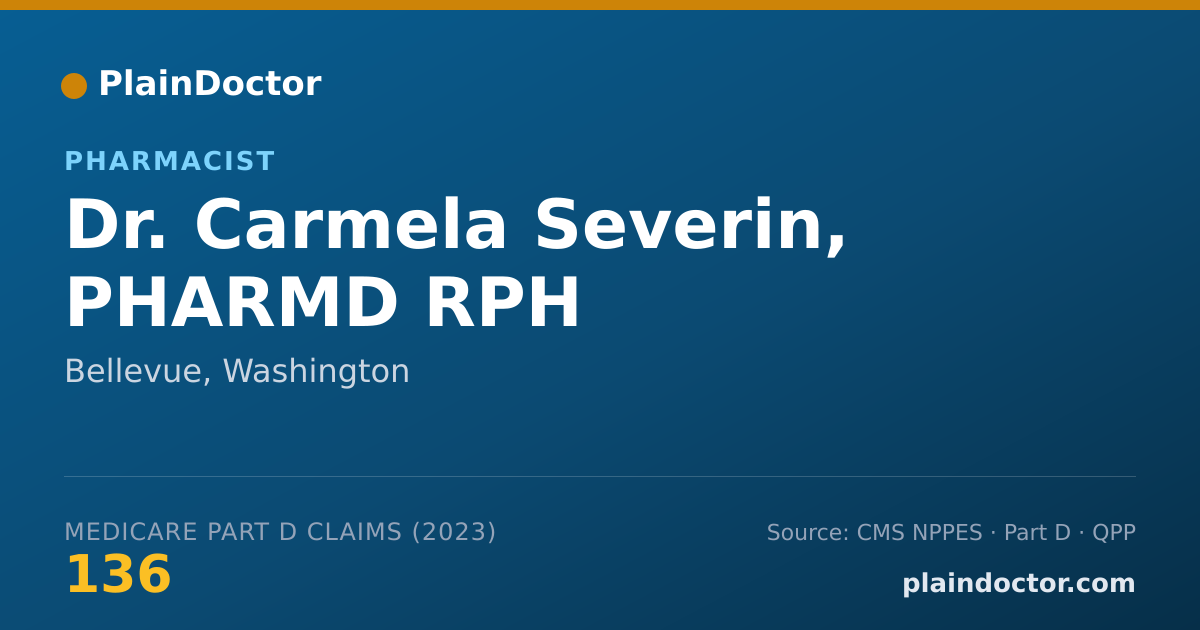 Shareable card for Carmela Severin, PHARMD RPH - Pharmacist, Bellevue, WA